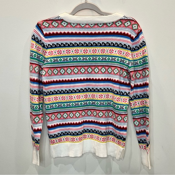 GAP Multicolor Fair Isle Print Crew Neck Sweater Women’s Size XS 100% Cotton - Picture 3 of 3